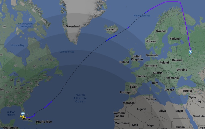 Маршрут полетов на Кубу из Москвы в 2023 году. Фото: gogov.ru.