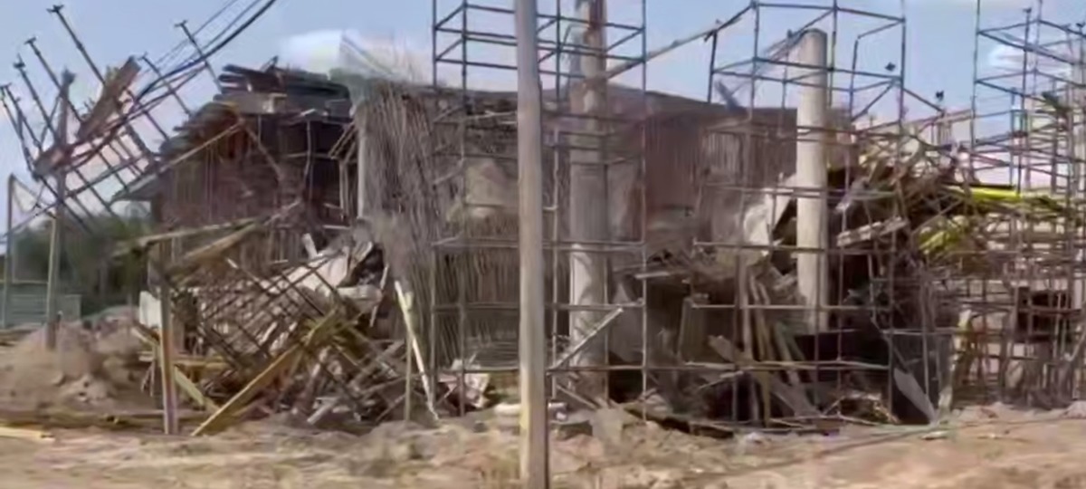 Обрушение строящегося ТРЦ в Бресте на Московской. Скриншот видео МЧС