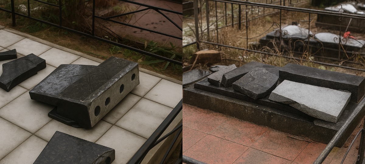 вандализм на кладбище