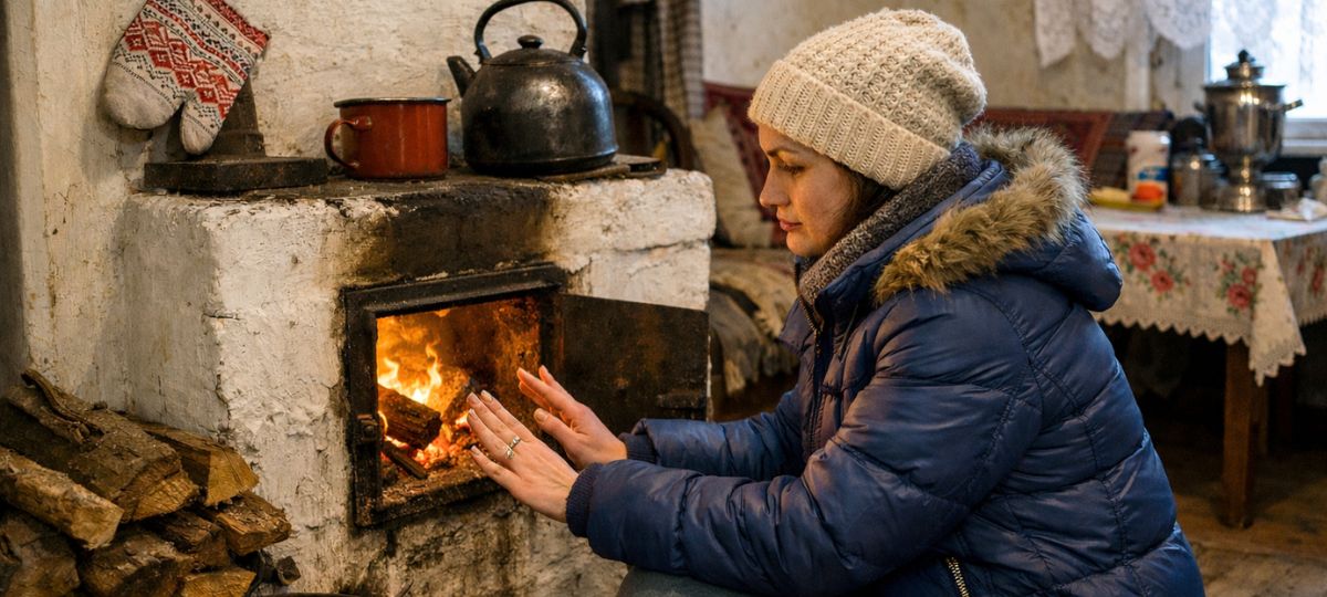 Печка, женщина